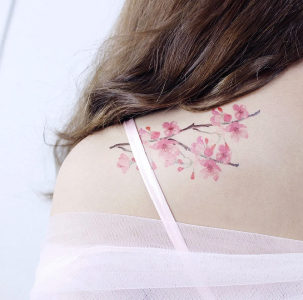 Cherry Blossom Floral Temporary Tattoo - 86