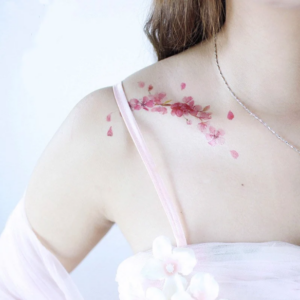 Pink Cherry Blossom Temporary Tattoo